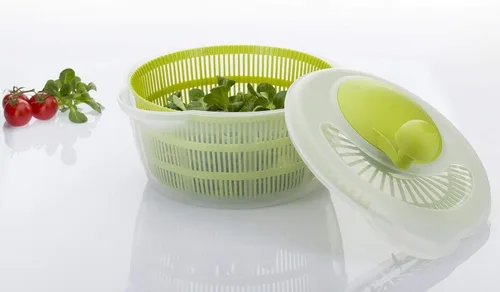Miniatura 7 de Westmark Germany Centrifugador de ensaladas fácil de usar para secar las verduras y mejorar el sabor de los condimentos, de 10 pulgadas Green/Clear