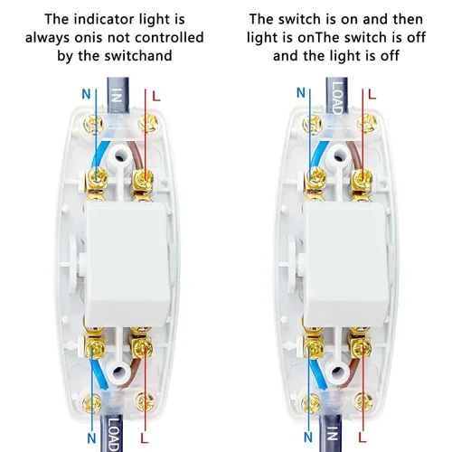 Miniatura 3 de Paquete de 2 interruptores de lámpara, interruptor de cable en línea con luz indicadora, interruptor en línea (6A 250 V), interruptor de cable