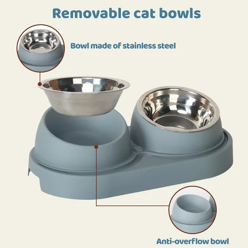 Miniatura 5 de UBPET Comedero y Dispensador de Agua para Gatos, Comedero para Gatos Mejorado 2025 con Cuencos de Acero Inoxidable, Dispensador de Comida