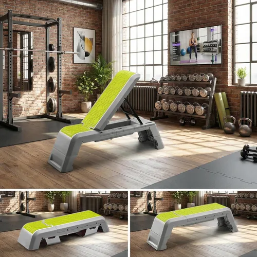 Miniatura 5 de leikefitness Plataforma aeróbica multifuncional con plataforma de entrenamiento de cable, banco de mancuernas ajustable, banco de pesas