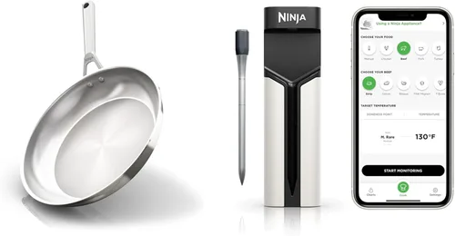 Miniatura 12 de Juego de ollas y sartenes de acero inoxidable Ninja EverClad de 7 piezas, juego de utensilios de cocina, compatible con todas las estufas e