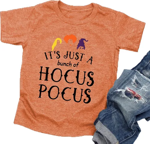 LAZYCHILD It's Just A Bunch of Hocus Pocus - Camiseta de Halloween para niños y niñas, Sanderson Sister Graphic Shirt