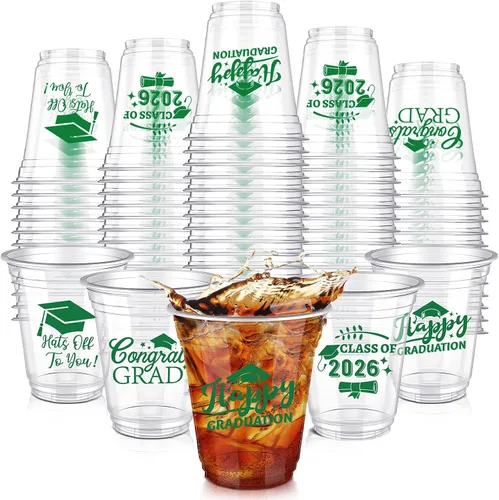 Miniatura 9 de Eaasty 200 tazas de graduación de 12 onzas 2026 vasos de plástico desechables para la clase de 2026, fiesta de graduación, felicitaciones, Azul