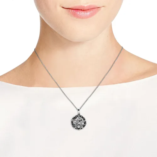 Miniatura 6 de AeraVida Collar con colgante de plata de ley 925 de pentagrama de serpiente entretejida Metal