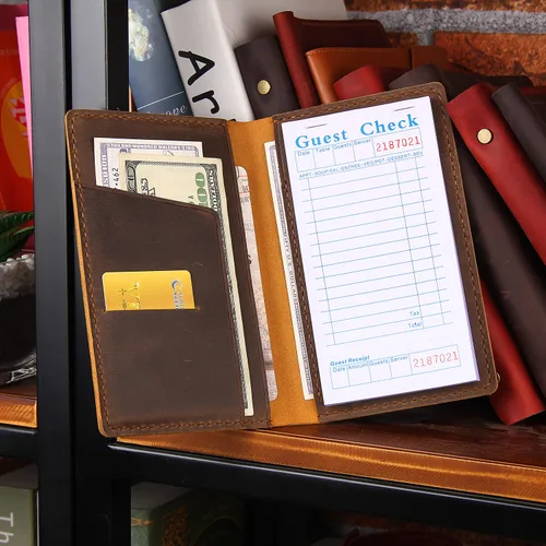 Miniatura 6 de Libros de Servidor para Camareras, Presentadores de Cuenta de Huéspedes de Cuero para Restaurante, Portador de Tarjetas para Camarera, Organizador