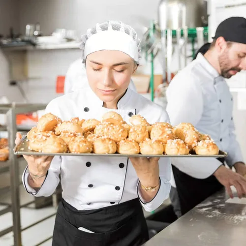 Miniatura 4 de Paquete de 4 u 8 gorros de chef para cocina, gorra de chef ajustable para servicio de alimentos, redes para el cabello, reutilizables, lavables