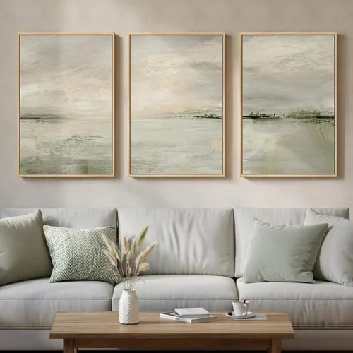 Miniatura 18 de Framed Sage Green Abstract Landscape Wall Art for Bedroom, 3 Piece Modern Canvas Prints Paintings Artwork for Walls, Minimalist Nature Pictures for