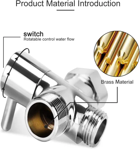Miniatura 6 de Adaptador de bidé T con válvula de cierre: Válvula T de latón de 3 vías para bidé 7/8 "x 7/8" X 1/2" - Conector en T a prueba de fugas Ajuste