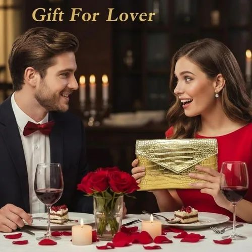 Miniatura 3 de Bolso de mano dorado para mujer, de cuero vegano metálico, bolso cruzado de noche para vestido formal, boda, fiesta cuero vegano