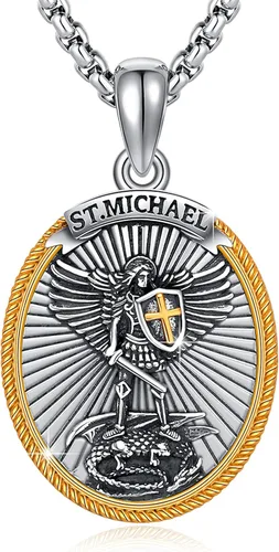 Miniatura 154 de Collar de plata de ley 925 con medalla de San Patrón, colgante de protección católica, amuleto, joyería religiosa para hombres y mujeres