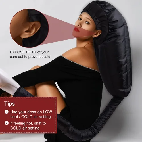 Miniatura 4 de Accesorio para secador de pelo para mujer: gorra de acondicionamiento profundo ajustable extra grande para cabello rizado natural, uso doméstico