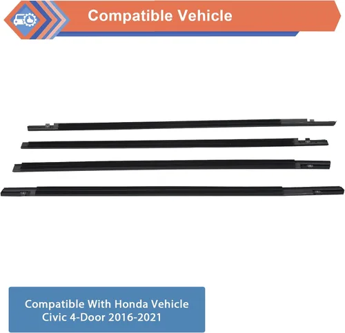 Miniatura 3 de 4 unidades de cinturón de sellado para ventana de puerta exterior de automóvil compatible con Honda Vehicle Civic 4 puertas Sedan 2016-2021