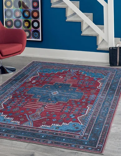 Miniatura 9 de Unique Loom Mangata Collection - Alfombra de área - Mary (rectangular 2' 0" x 3' 0", azul/negro)