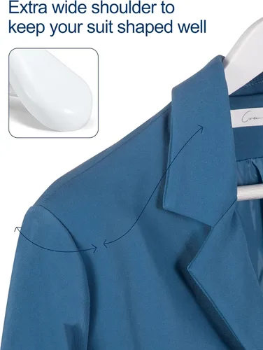 Miniatura 3 de HOUSE DAY Perchas de madera maciza de alta calidad para mujer, perchas de madera de hombro ancho, perchas para trajes con barra antideslizante