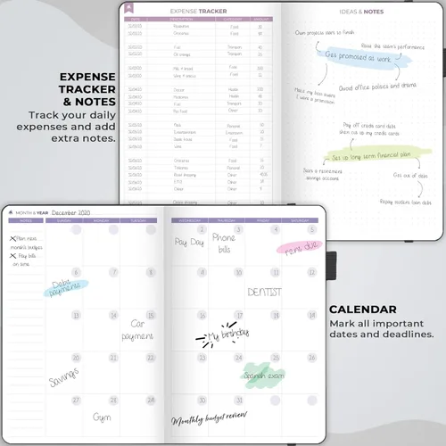 Miniatura 4 de Clever Fox Planificador de presupuesto bi semanal - Libro organizador financiero sin fecha - Rastreador de gastos, cuaderno de presupuestos y Negro