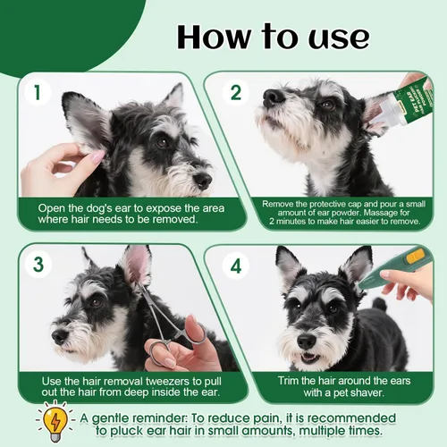 Miniatura 8 de Herramienta para eliminar el pelo de las orejas de los perros — Polvo para orejas de 30g, pinza hemostática de 5.5 pulgadas y recortadora de orejas