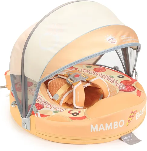 Miniatura 10 de Mambobaby - Flotador con cola y toldo para bebé, anillo de natación para cintura infantil, entrenador de natación y flotador no inflable con correa