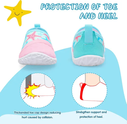 Miniatura 3 de shopUAL Zapatos de agua para niños y niñas, calcetines acuáticos para la playa, zapatos de agua descalzos para caminar, zapatos de agua de secado