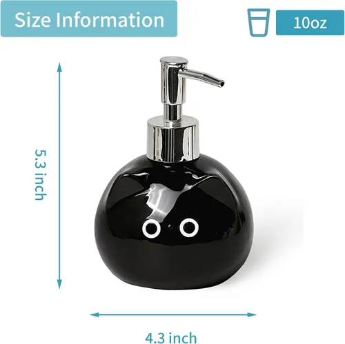 Miniatura 2 de Dispensador de jabón de cerámica para gatos con bomba de acero inoxidable, perfecto para jabón de platos, jabón líquido, dispensador de jabón