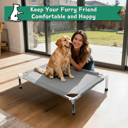 Miniatura 6 de Makerfire Cama elevada para perros, cuna elevada para interiores y exteriores, para perros pequeños, cama desmontable para mascotas con patas