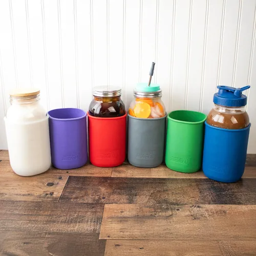 Miniatura 6 de Paquete de 2 fundas de silicona de medio galón gris carbón de 64 onzas para proteger tarros Mason Mason Jar Lifestyle