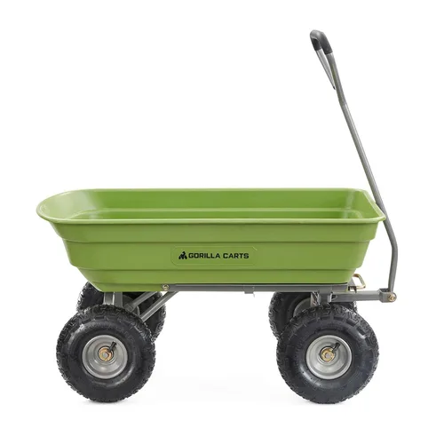 Miniatura 7 de Gorilla Carts Poly Garden Carro Volquete, Contenedor de 4 Pies Cúbicos, Capacidad de Transporte de 600 Libras, Verde – Vagón Utilitario de Servicio