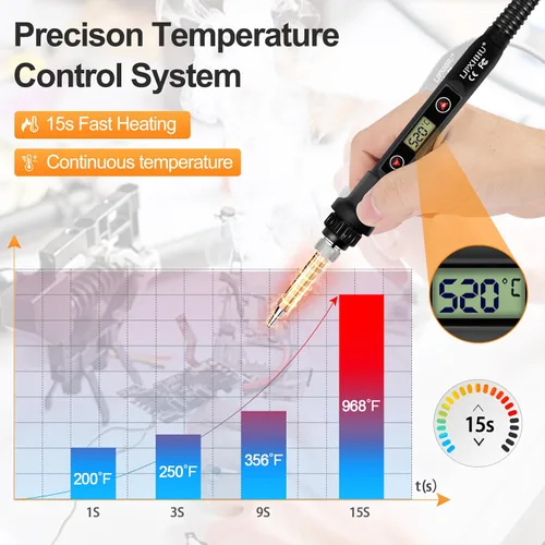 Miniatura 4 de Kit de soldador 80W LCD Temperatura ajustable 180-520℃ Kit de soldadura electrónicos 13 en 1 herramientas de soldadura con interruptor