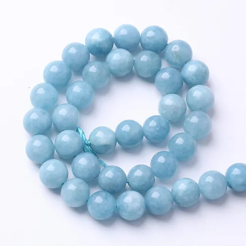Miniatura 3 de Cuentas sueltas de jade azul aguamarina de 8 mm, 46 piezas para hacer pulseras y collares de bricolaje Jade aguamarina