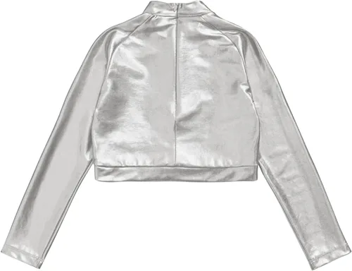 Miniatura 4 de Jhaoyu Camiseta de manga larga para niñas y niñas, brillante, metálica, hip hop, danza, camiseta de manga larga, jazz, ballet, ropa de baile moderna