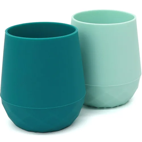 Miniatura 9 de Vasos de entrenamiento de silicona para bebés mayores de 4 meses, paquete de 2 tazas de transición pequeñas para regalo de bebé, taza de agua