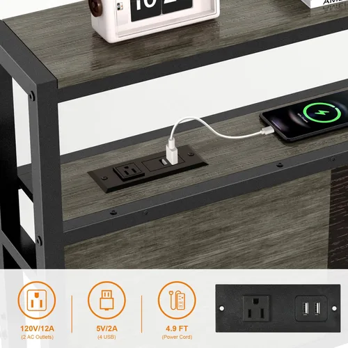 Miniatura 4 de Livofloral Cabecera tamaño Queen, cabeceros con estación de carga, puerto USB y luz LED, tablero principal con estante de almacenamiento de 2
