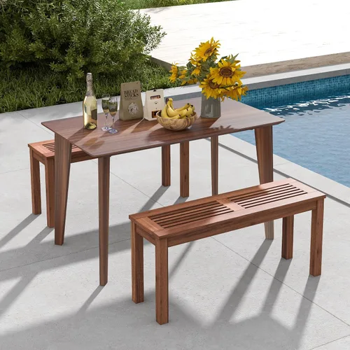 Miniatura 5 de Tangkula Banco de madera para patio, banco de madera maciza para 2 personas con asiento de listones, Loveseat de 39.5 pulgadas de largo con marco