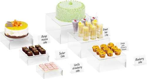Miniatura 9 de Neatsure 8 piezas elevadores para buffet, elevadores de comida para mesa de buffet, soporte de exhibición para catering de postres, artículos