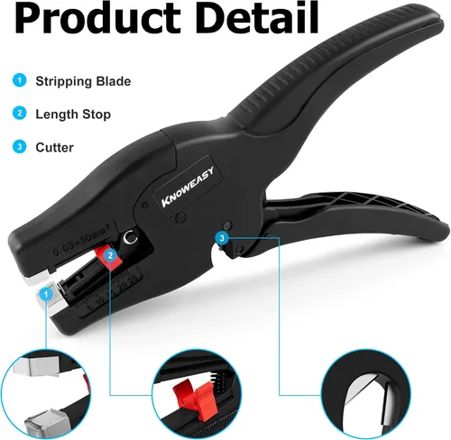 Miniatura 2 de Knoweasy Pelacables y cortador automático, herramienta de pelado de cables resistente 2 en 1 y herramienta pelacables