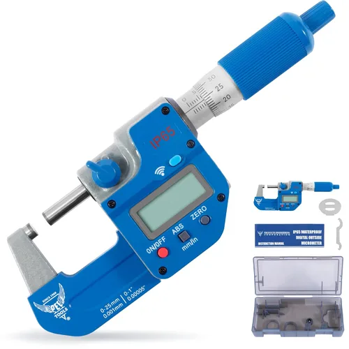 Miniatura 13 de PEC Tools Micrómetro exterior de 0-1", herramienta de medición de precisión de grado industrial, acero endurecido, micrómetro de alta precisión