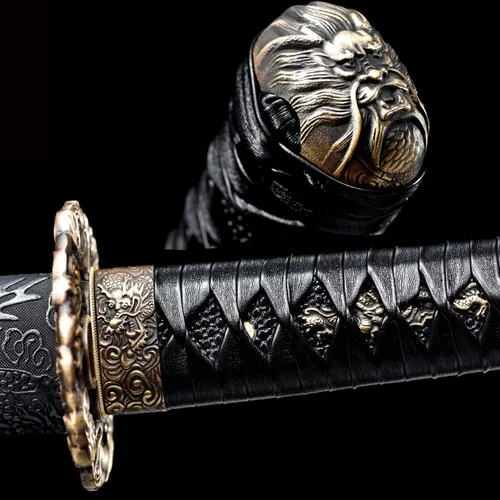 Miniatura 6 de Espada japonesa de samurái Katana auténtica hecha a mano de acero al carbono 1095 de alta calidad, espada de dragón real y afilada, Katana