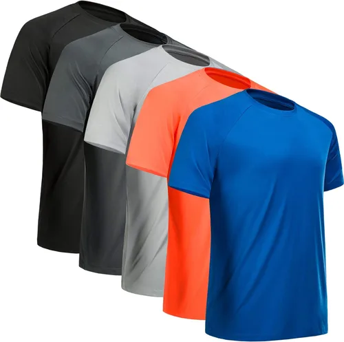 Miniatura 28 de Camisetas de entrenamiento para hombre, de manga corta, de secado rápido, atlético, gimnasio, activo, absorbe la humedad