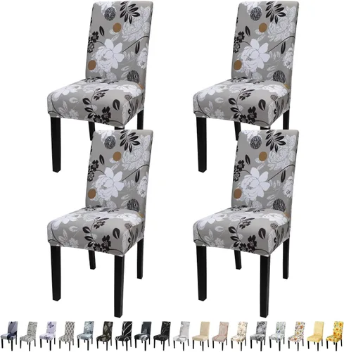 Miniatura 49 de JQinHome Juego de 8 fundas para sillas de comedor, fundas de alta elasticidad extraíbles y lavables, fundas protectoras de asiento para silla