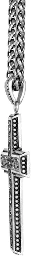 Miniatura 3 de Metro Jewelry Collar con colgante de cruz antigua para hombre en acero inoxidable, cadena de trigo de 24 pulgadas, 0.118in de ancho, Metal, No es