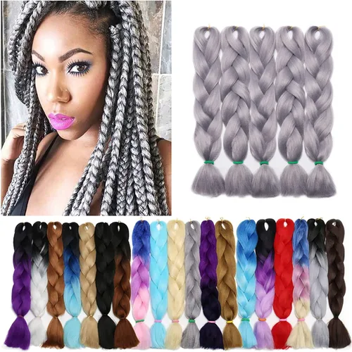 Miniatura 139 de Benehair Extensiones de cabello trenzado ombré de 24 pulgadas, 1 paquete de extensiones de cabello trenzado jumbo de alta temperatura, cabello