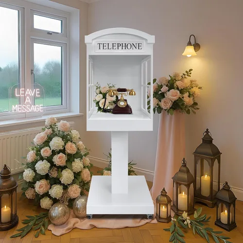 Miniatura 4 de Telephone Booth Audio Guest Book White Phone Booth Stand Wedding Telephone Booth Box Perfect for Video Message Recording Wedding Party Ceremony