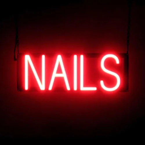Miniatura 30 de SpellBrite MANI-PEDIS - Letrero para salones de manicura Letreros relacionados con salones de uñas con aspecto de neón, luz LED roja 33.4 x 6.3