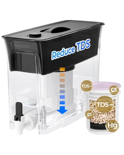 Miniatura 14 de Waterdrop Slim - Dispensador de filtro de agua alcalina, 35 tazas, gran capacidad, 100 galones de larga duración, filtración más rápida, reduce