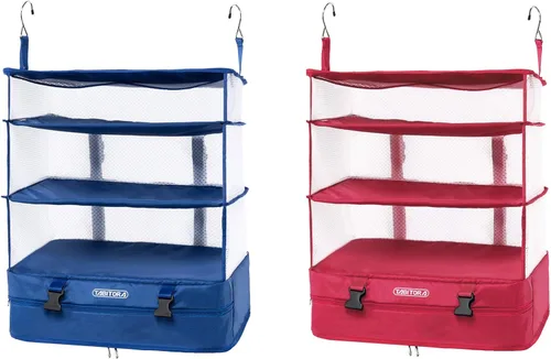 Miniatura 72 de TABITORA - Estantería portátil y plegable de gran capacidad con ganchos para colgar, ideal como almacenamiento para viajes