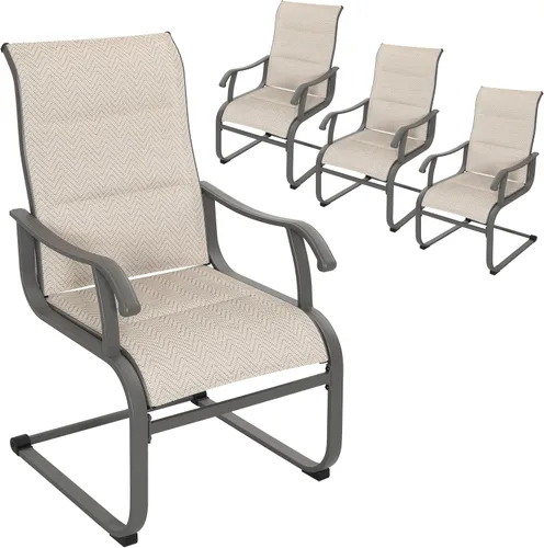 Miniatura 14 de NUU GARDEN Patio Dining Chairs Set of 2, Outdoor Textilene Chairs with High Back and Breathable Seat, for Garden Deck Backyard Porch, Grayish Beige
