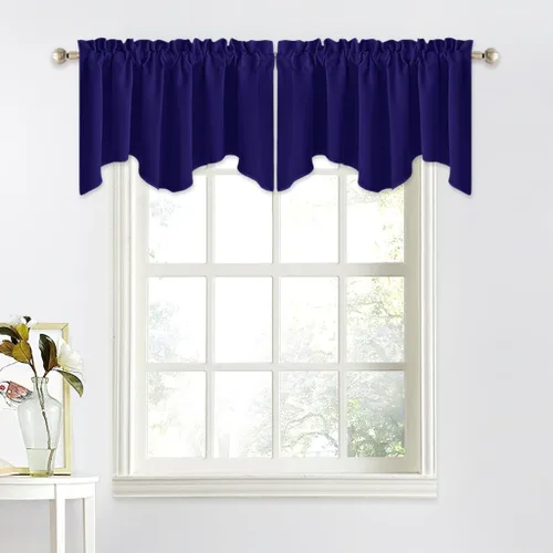 Miniatura 37 de NICETOWN Cenefa de ventana para dormitorio, ahorro de energía, bolsillo para barra, cenefa festoneada corta para ventana pequeña para lavandería