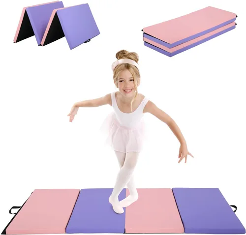 Miniatura 10 de BLKMTY Gymnastics Mats, Folding Exercise Mat Gym Yoga Aerobics Fitness Mats Kids' Gymnastics Tumbling Mat with Carrying Handles for Home Gym
