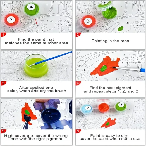 Miniatura 6 de QUITEDEW Pintura por números para adultos, pintura de cascada de montaña por números, kits de pintura de paisaje natural por números, adecuado