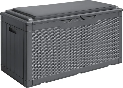 Miniatura 8 de Devoko 29 Gallon Waterproof Outdoor Storage Box Resin Deck Box Lockable and UV Resistant for Patio Furniture, Garden Tools (Black, 29 Gallon)