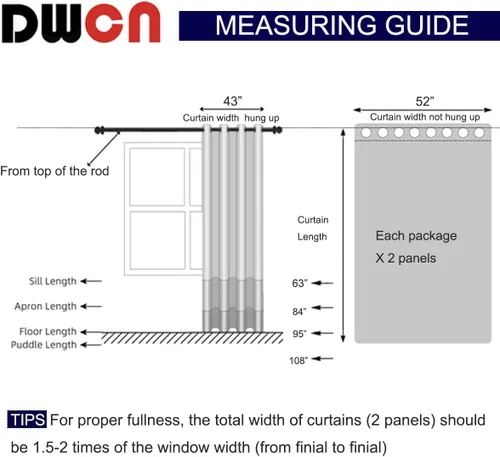 Miniatura 6 de DWCN Cortinas 100% opacas de 63 pulgadas de largo para dormitorio, decoración del hogar, aislamiento térmico, bloqueo de luz, oscurecimiento de Gris